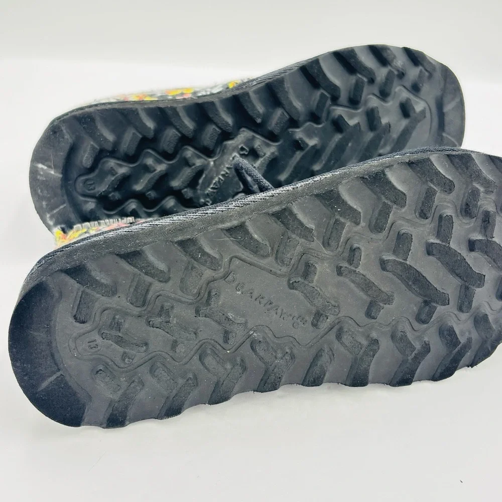 BEARPAW Skye Youth Black Floral Chukka Booties Soft Canvas Size 13 Girls